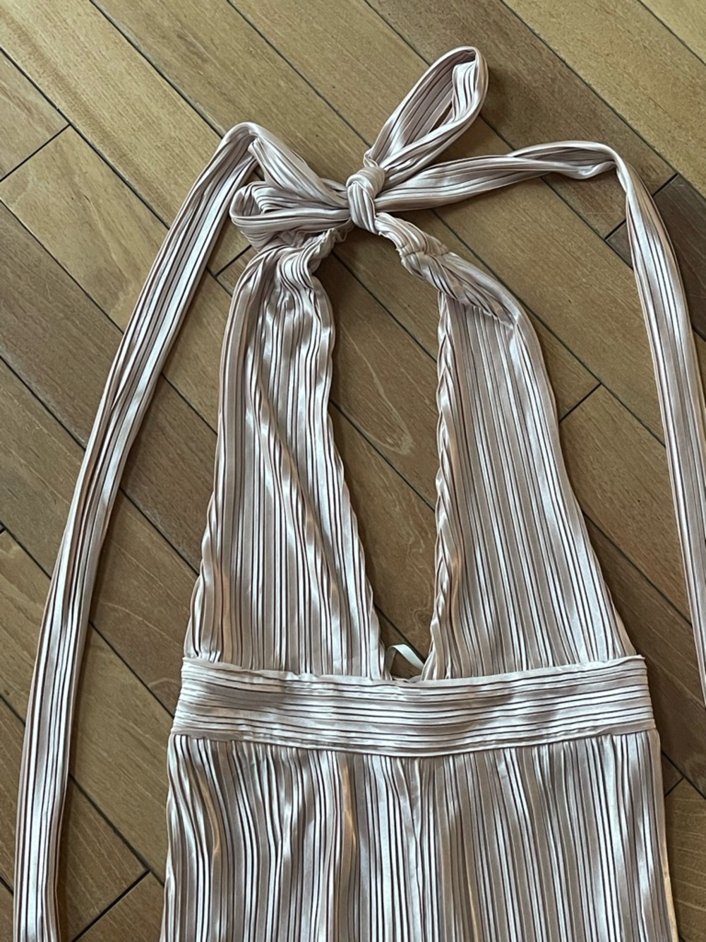 Miss Circle New York Pleated Halter Glam Jumpsuit NWT XS Blush Pink Satin - Picture 4 of 16